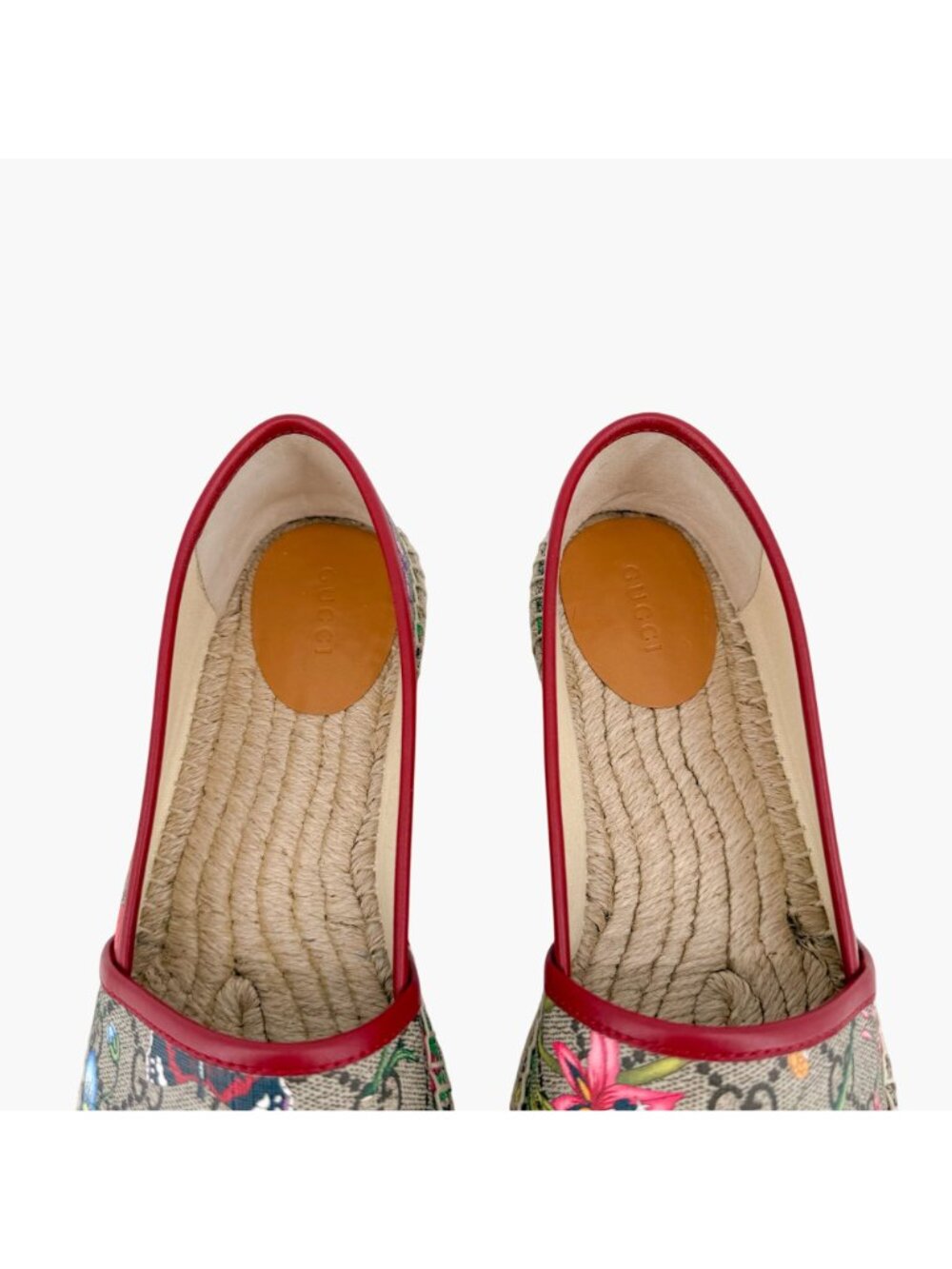 Gucci GG Flora Espadrilles Beige Canvas Flats Floral Supreme Size 40 US 10 - Picture 5 of 14